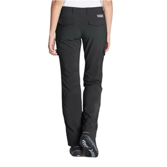 Eddie Bauer Womens Flexion Polar Lined Pants Straight Black Green 8P #1315 - Picture 3 of 9